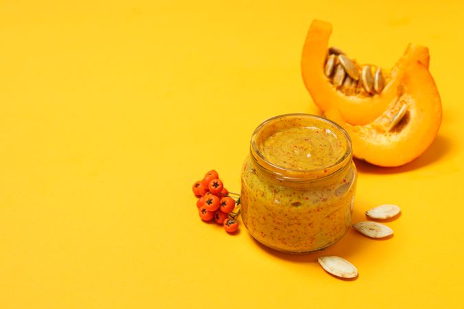 Skin care and face care concept - pumpkin cosmetic