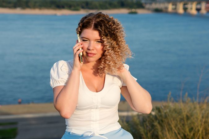 Portrait of woman at the coast