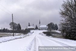 Churches at the end of a snowy road 0gal34