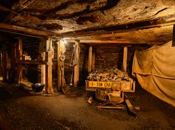An old ore car at the Beckley Exhibition Coal Mine, Beckley, West Virginia