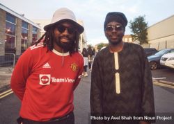 London, England, United Kingdom - Nov 9, 2022: Two Black man standing outside of event in London 0v6Rp0