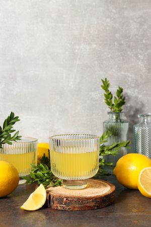 Concept of tasty drink, Limoncello, space for text