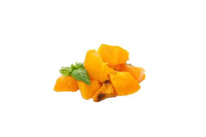 Baked pumpkin isolated on light background
