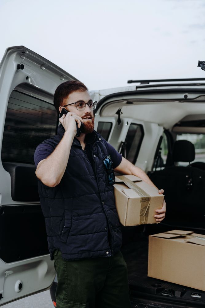 Courier phoning client for delivery completion