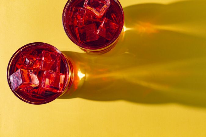 Glass with cold red beverage