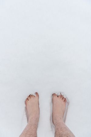 Barefeet in snow, personal perspective