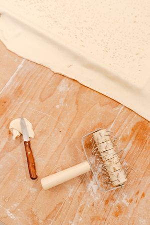 Cooking tools near dough