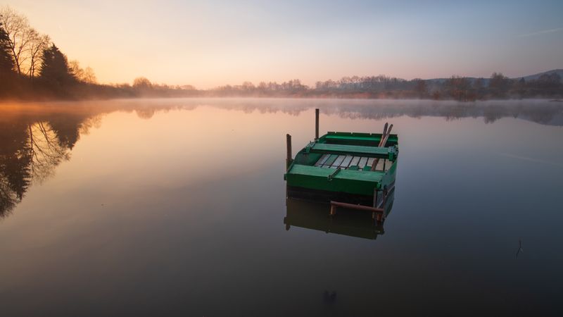 boat on a lake in Chotěšov, Plzeň Region, Czechia