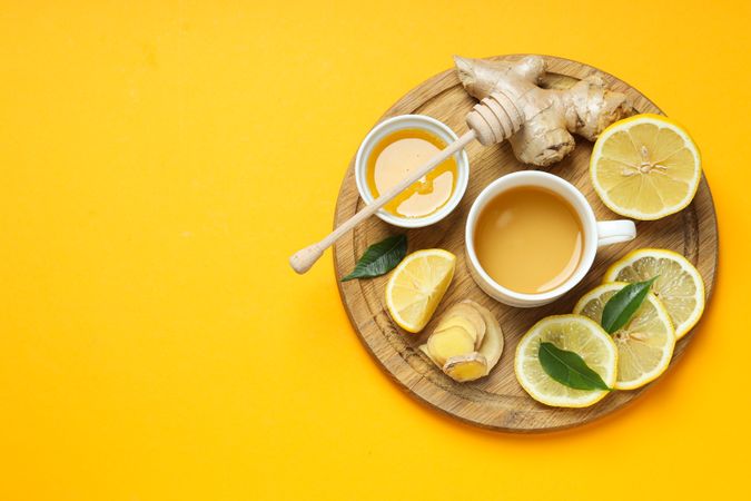 Cold treatment, healthcare concept - tea with ginger