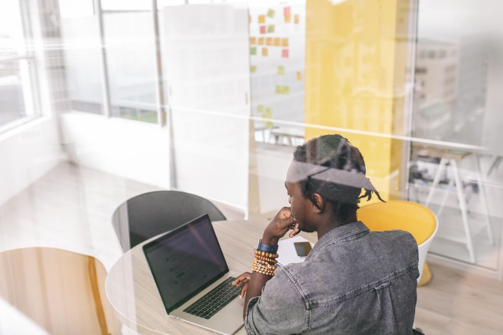Man using laptop in the office