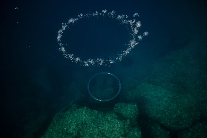 Deep sea water with bubbles