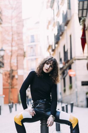 Young pretty woman posing in Madrid streets