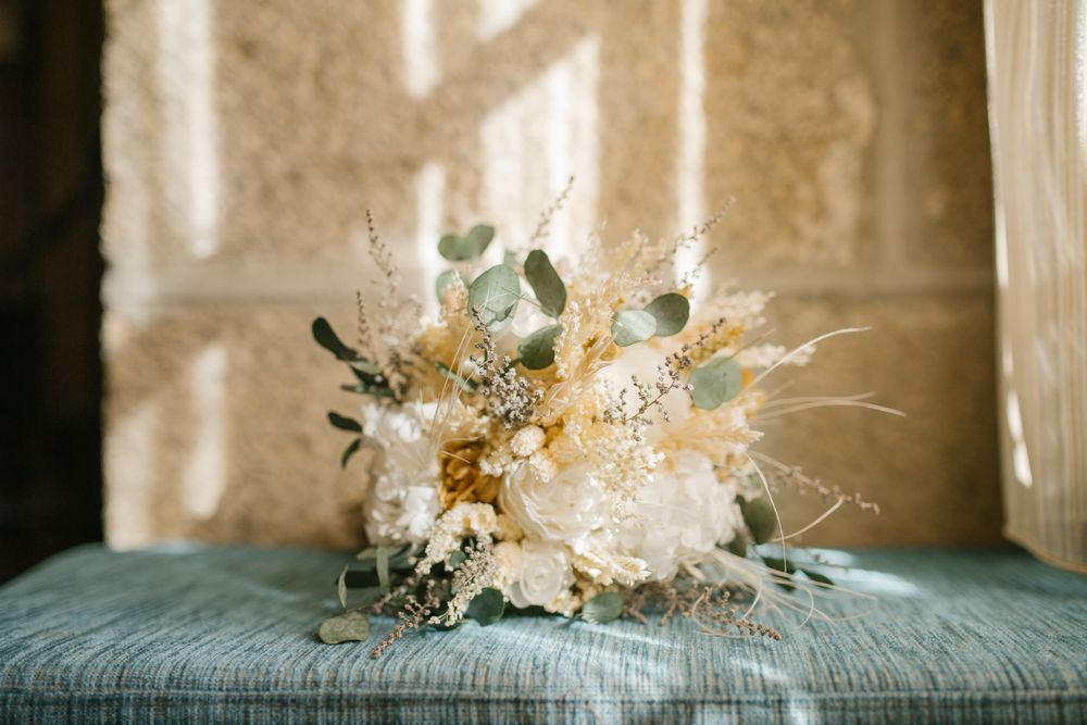 Elegant bouquet on soft cushion