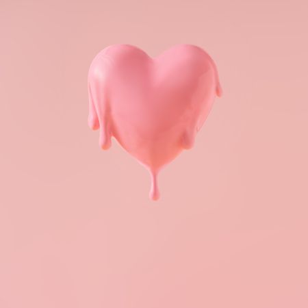 Heart dripping with pink paint