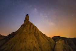 Top of stone desert hill and wonderful sky