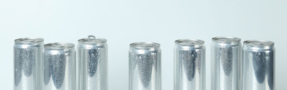 Concept of drink, blank cans, space for text