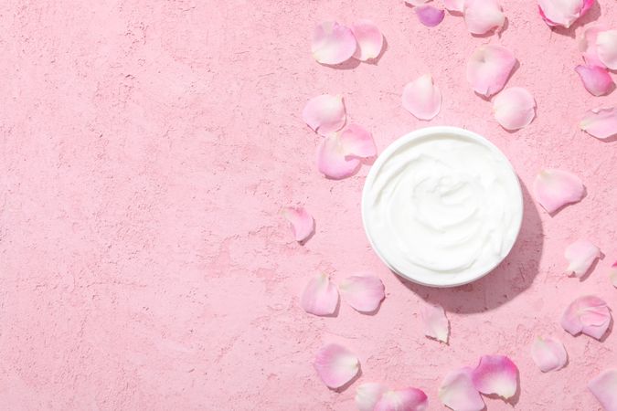 Concept of skin care, cream cosmetic, space for text