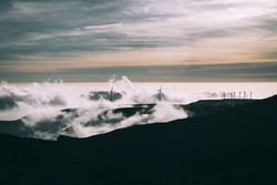 Shoreline with wind turbines