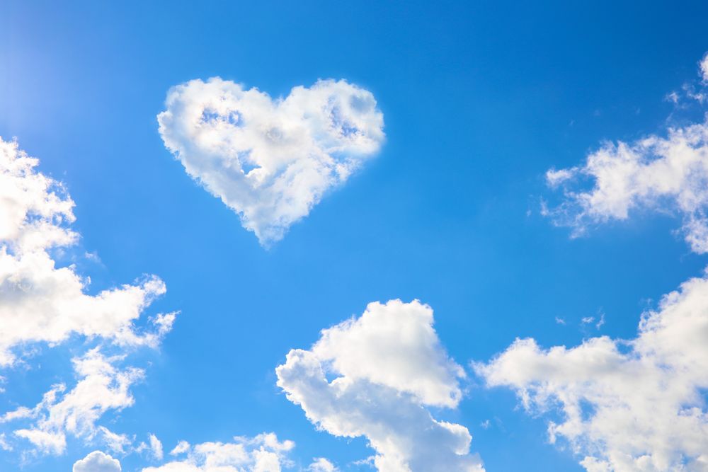 A heart of clouds in the sky.