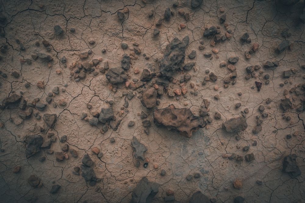 Dry desert cracked area with stony elements