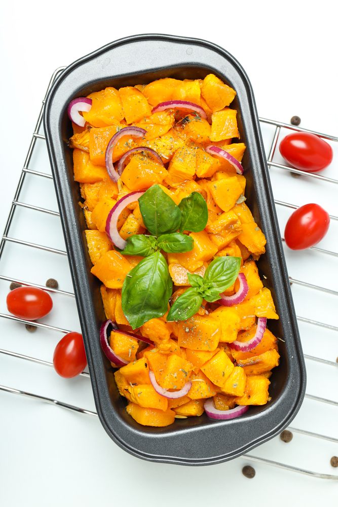 Concept of tasty homemade dish - baked pumpkin