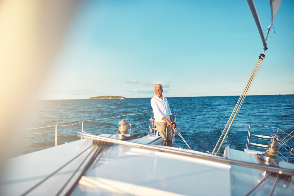 Man relaxing on sailing yacht