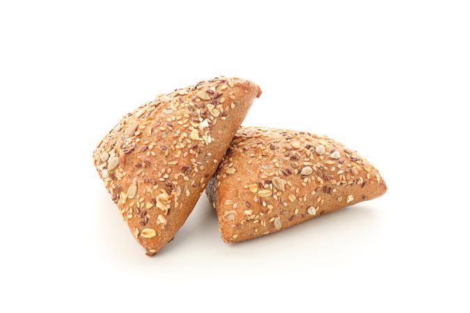 Triangular buns isolated on a plain background. Bakery products
