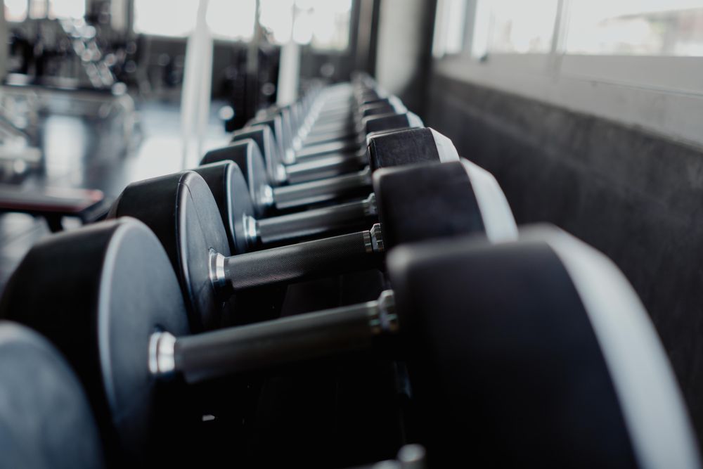 Background of weight racks