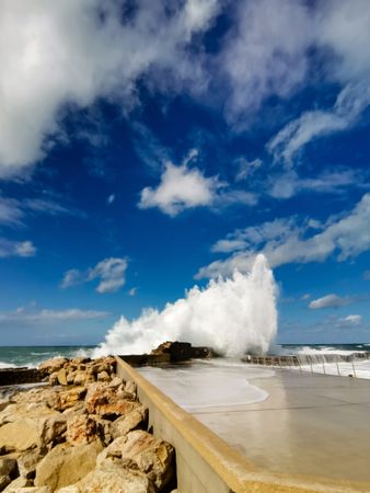 Waves crashing on shore