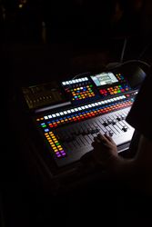 Sound mixer during a night concert