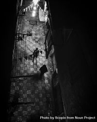 Top view of people walking in alley in Al Khankah, Cairo Governorate, Egypt 0WMRO4