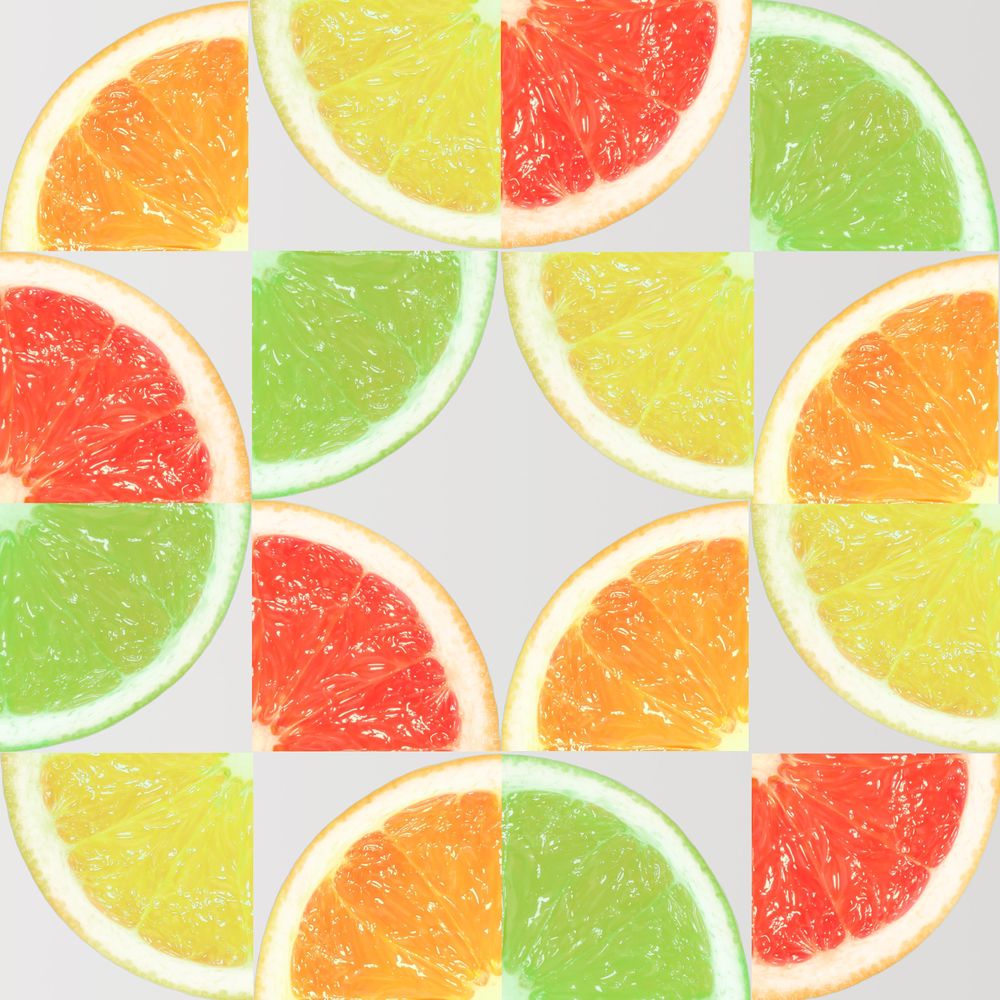 Slices of orange, lemon, grapefruit and lime on bright background