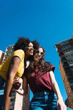 Female couple in city