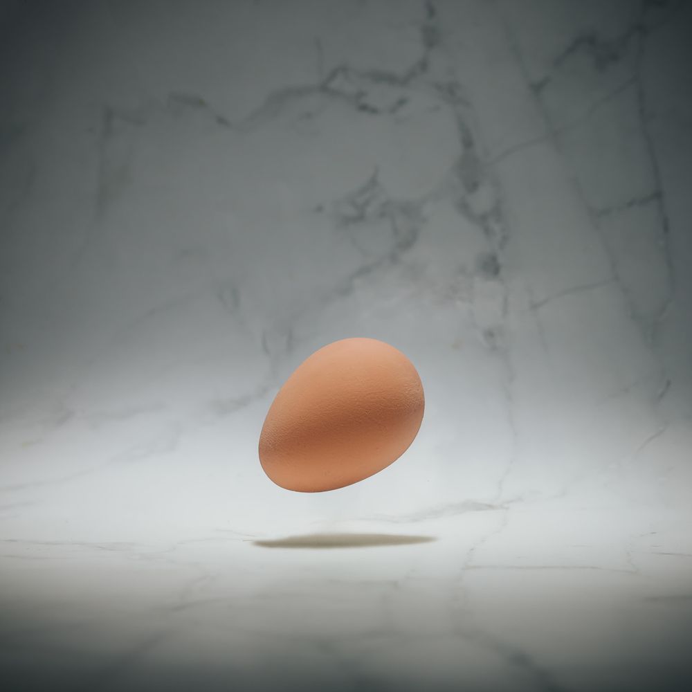 Brown egg on marble background