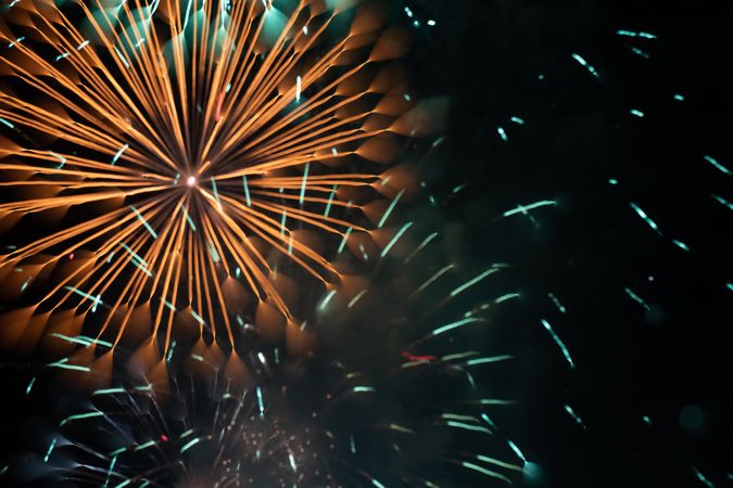 Bright fireworks on night sky