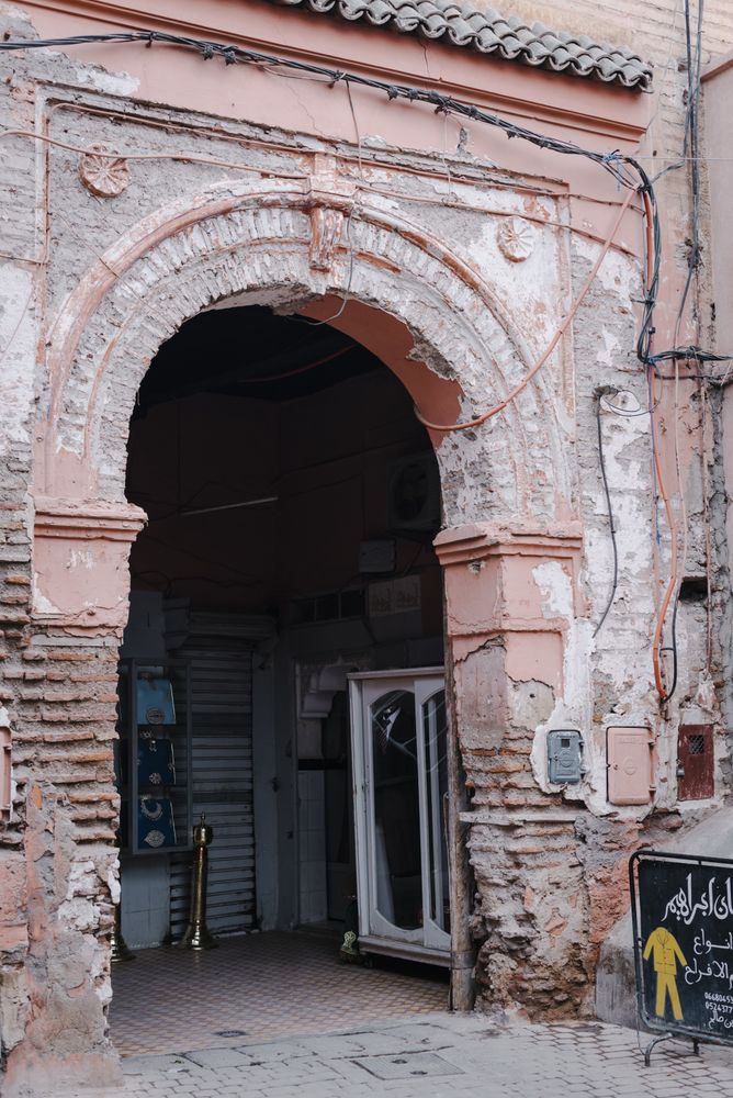 Damaged arch on old street