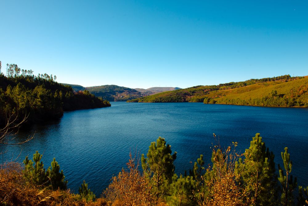 Calm lake on autumn day