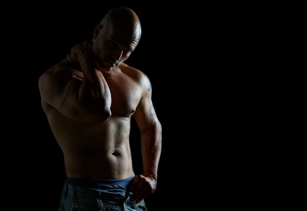 Muscular male posing