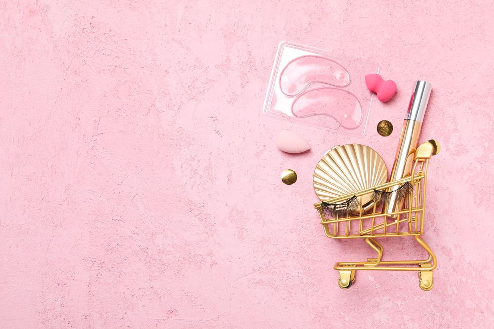 False eyelashes, concept of different makeup accessories