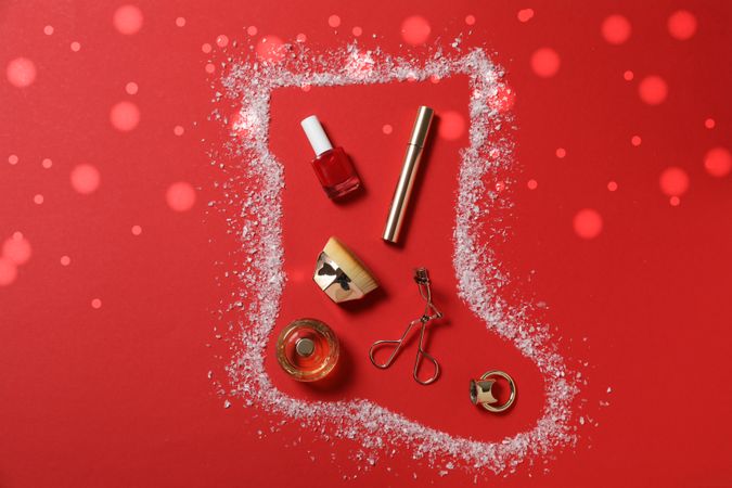 Concept of different cosmetics, different winter cosmetics