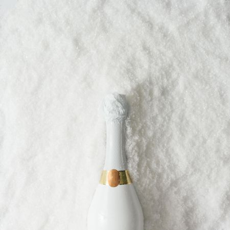 Champagne bottle in snow