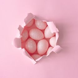 Pink Easter eggs with pink paper hole