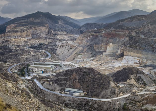 Drone view of stone quarry