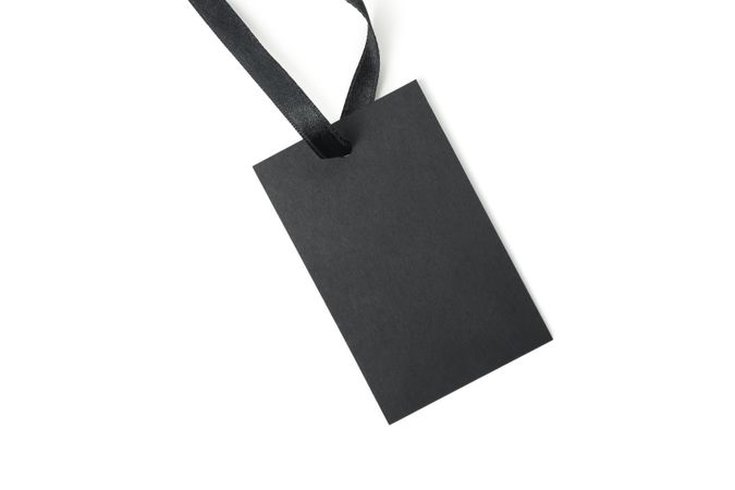 Blank dark tag isolated on neutral background