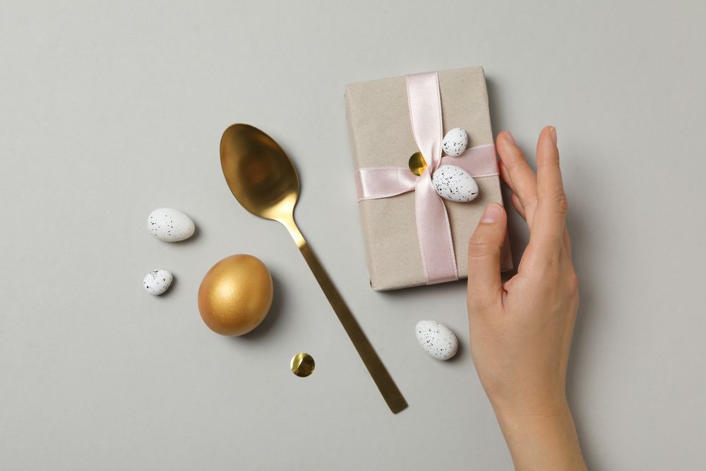 Concept of Richness, golden eggs, top view