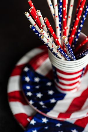 American flag plates, napkins and straws for July 4th