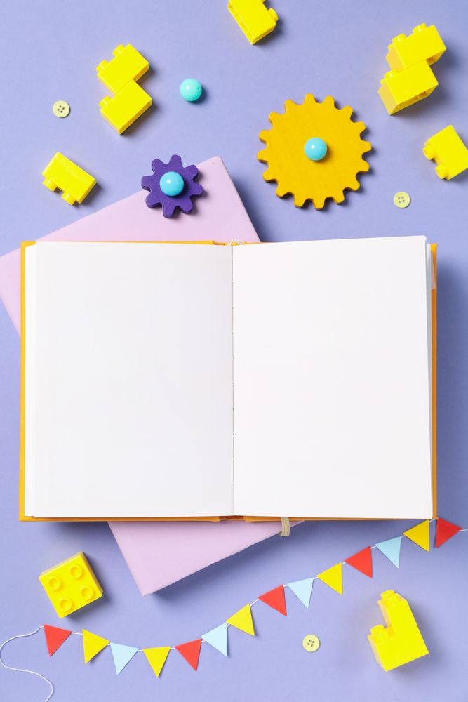 Concept of baby book, space for text