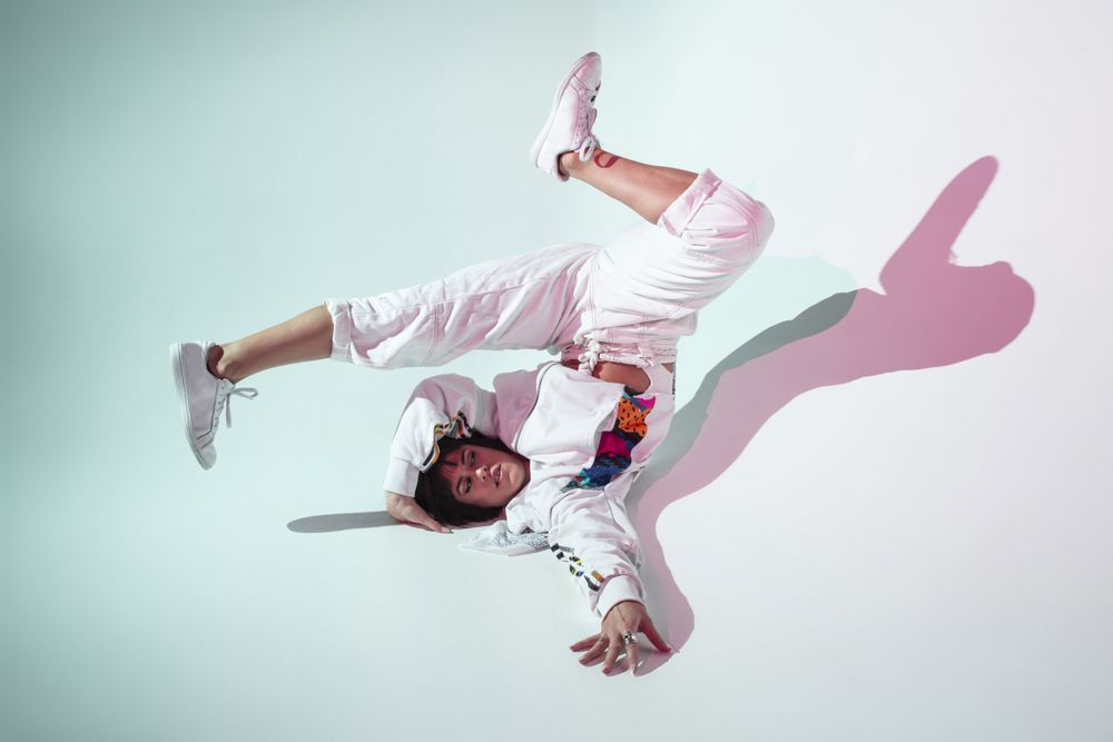 Female dancer under bright light