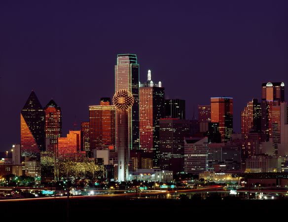 Dusk view of the skyline Dallas, Texas
