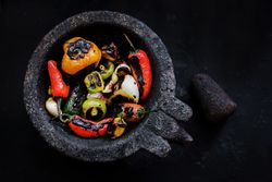 Grilled vegetables on tray